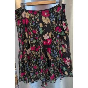 Lauren Ralph Lauren 14W Floral Skirt Midi Ruffle Preppy Fairycore Whimsical